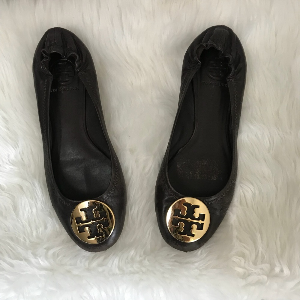 Tory Burch Dark Brown Reva Ballet Flats